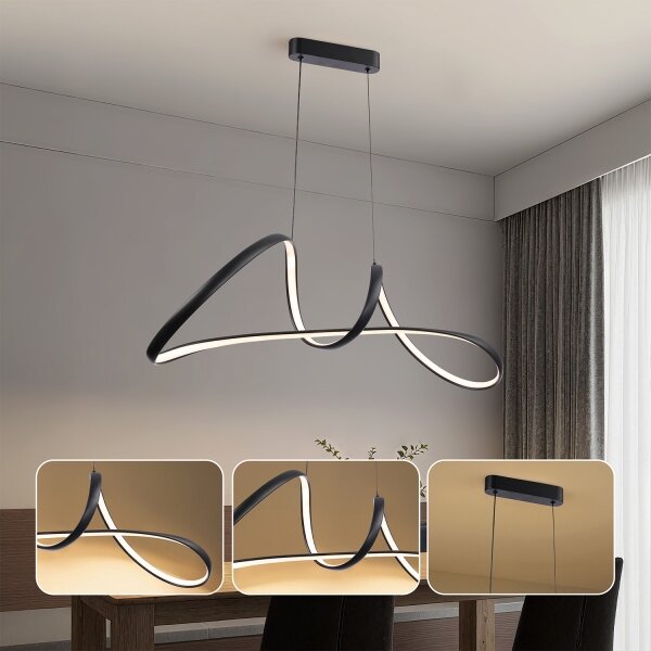 Brilagi-LED Lampă suspendată LED dimabilă pe cablu TWISTER LED/60W/230V 3000-6000K neagră+telecomandă