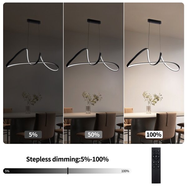Brilagi-LED Lampă suspendată LED dimabilă pe cablu TWISTER LED/60W/230V 3000-6000K neagră+telecomandă