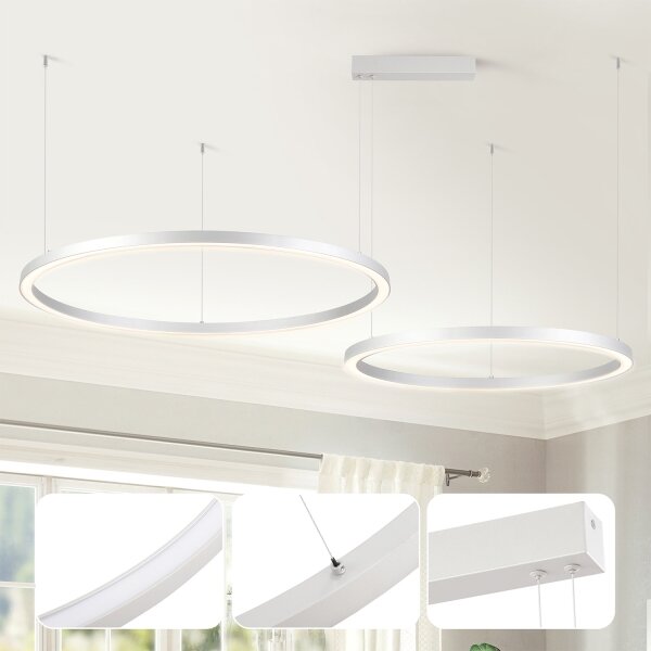 Brilagi - Lustră LED dimabilă suspendată pe cablu PORTOFINO LED/98W/230V argintie + telecomandă