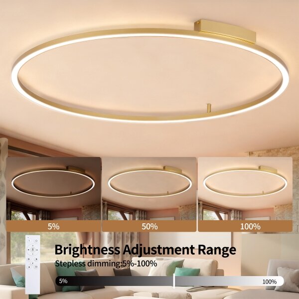 Brilagi - Corp de iluminat LED reglabil PORTOFINO LED/85W/230V, diam. 120 cm, auriu + telecomandă