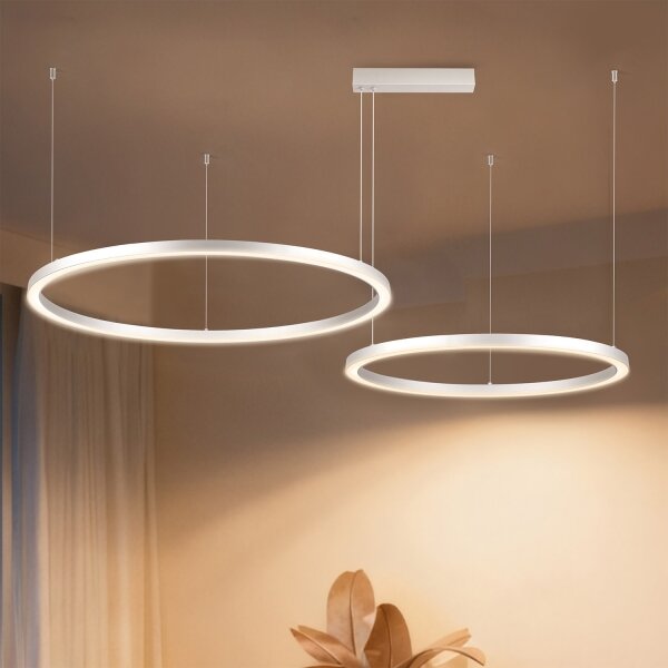 Brilagi - Lustră LED dimabilă suspendată pe cablu PORTOFINO LED/98W/230V argintie + telecomandă