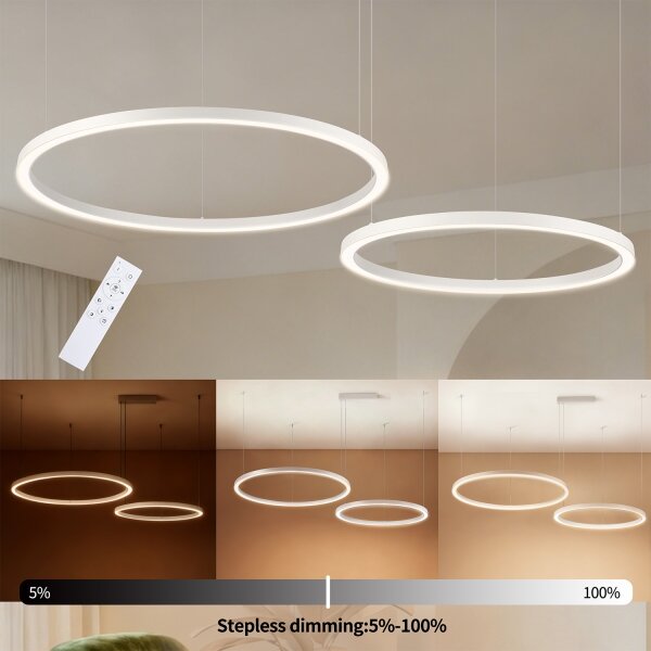 Brilagi - Lustru LED dimmabil suspendat pe cablu PORTOFINO LED/98W/230V alb + telecomandă