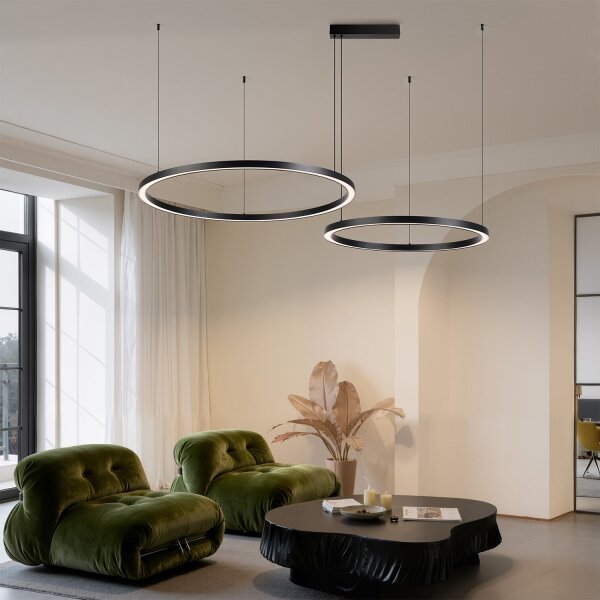 Brilagi - Lustra LED reglabilă suspendată pe cablu PORTOFINO LED/98W/230V neagră + telecomandă