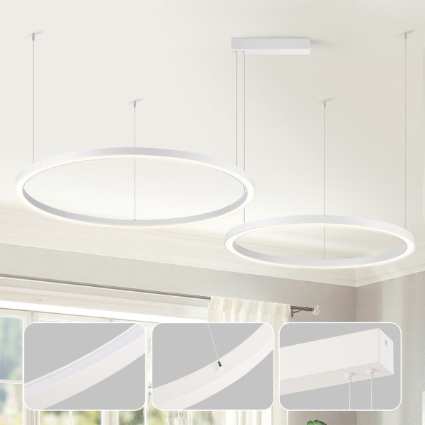 Brilagi - Lustru LED dimmabil suspendat pe cablu PORTOFINO LED/98W/230V alb + telecomandă