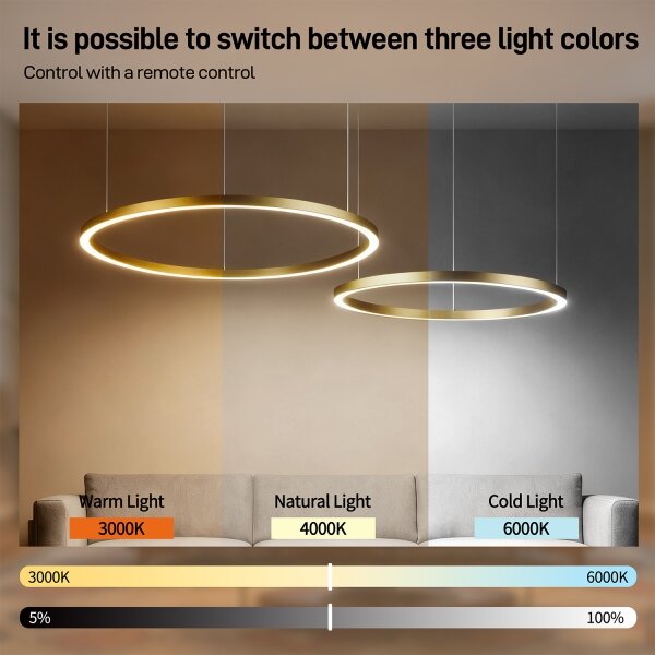 Brilagi - lustru LED dimmabil suspendat pe cablu PORTOFINO LED/98W/230V auriu + telecomandă