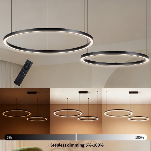 Brilagi - Lustra LED reglabilă suspendată pe cablu PORTOFINO LED/98W/230V neagră + telecomandă