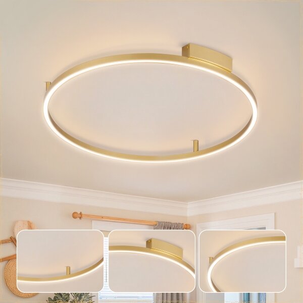 Brilagi - Corp de iluminat LED dimabil PORTOFINO LED/60W/230V diam. 80 cm auriu + telecomandă
