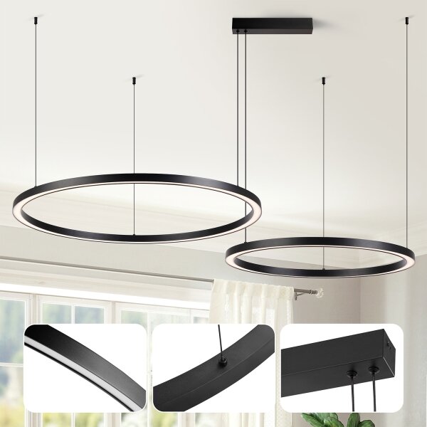 Brilagi - Lustra LED reglabilă suspendată pe cablu PORTOFINO LED/98W/230V neagră + telecomandă
