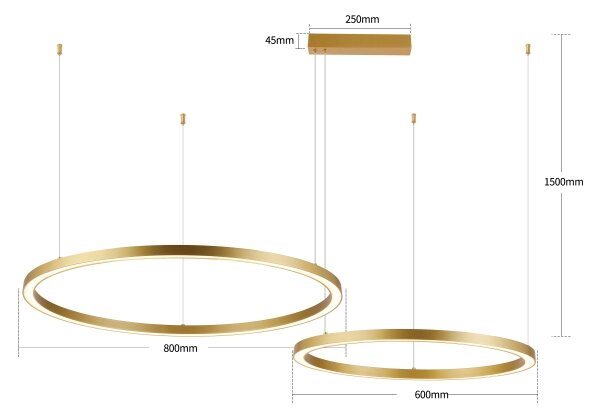 Brilagi - lustru LED dimmabil suspendat pe cablu PORTOFINO LED/98W/230V auriu + telecomandă