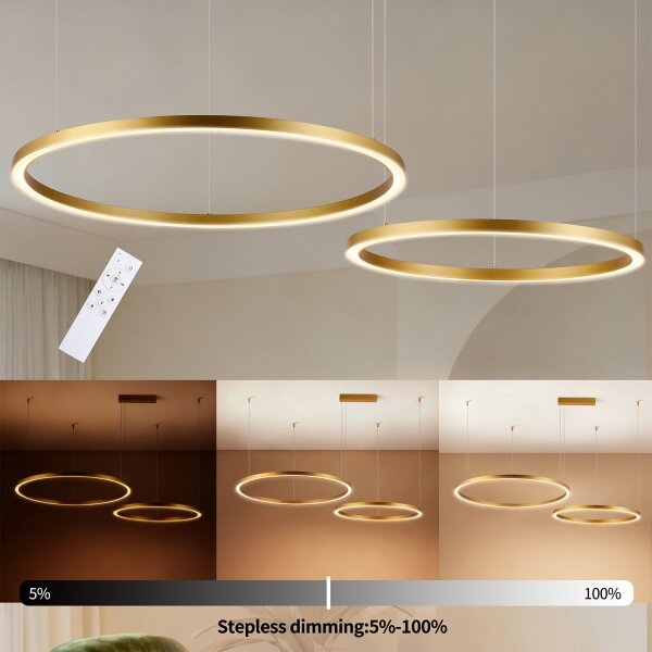 Brilagi - lustru LED dimmabil suspendat pe cablu PORTOFINO LED/98W/230V auriu + telecomandă