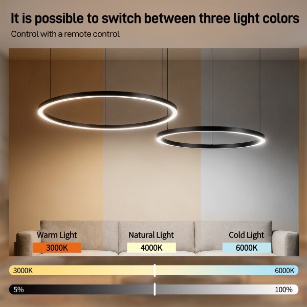 Brilagi - Lustra LED reglabilă suspendată pe cablu PORTOFINO LED/98W/230V neagră + telecomandă