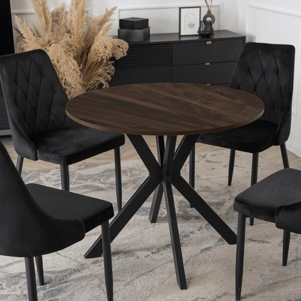 Masă sufragerie Loren 90 (nuc + negru) (pentru 4 persoane). Promo -17%. 1129252
