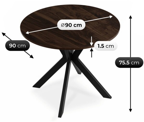 Masă sufragerie Loren 90 (nuc + negru) (pentru 4 persoane). Promo -17%. 1129252