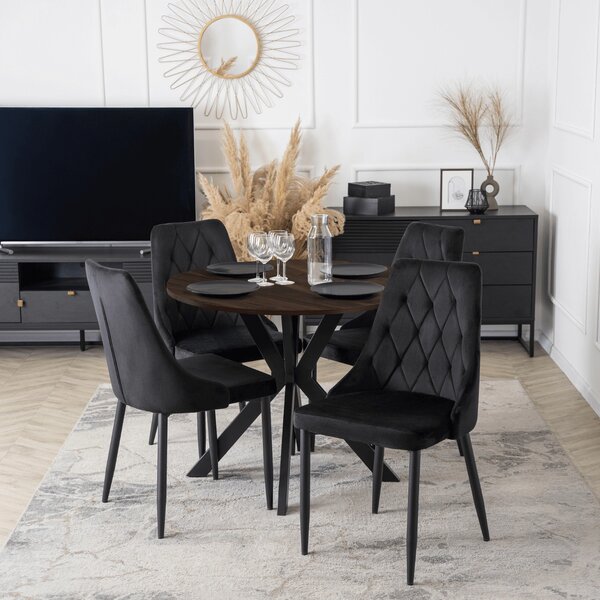 Masă sufragerie Loren 90 (nuc + negru) (pentru 4 persoane). Promo -17%. 1129252