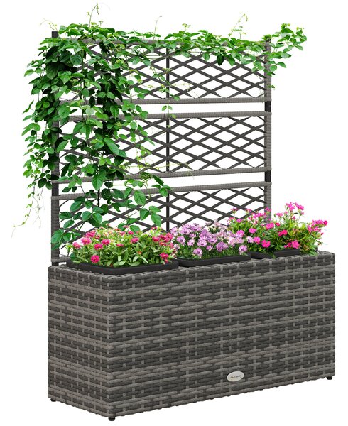Outsunny Jardinieră de Gradină Autoportantă, Pat de Flori pentru Plante Cățărătoare, Design Modern, 84x30x107cm, Gri Deschis | Aosom Romania