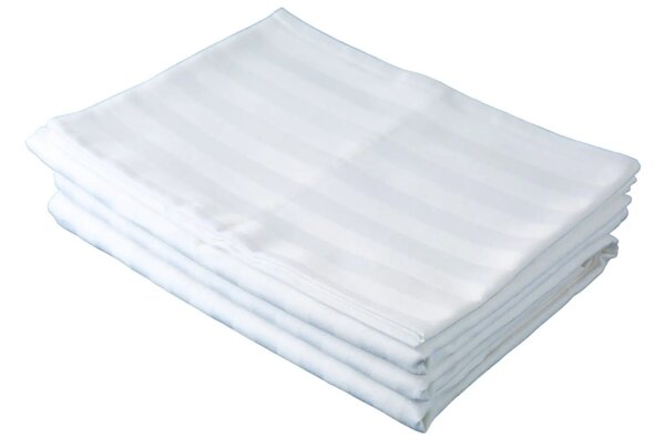 Cearceaf de pat bumbac 100 % damasc dunga 3 cm -alb