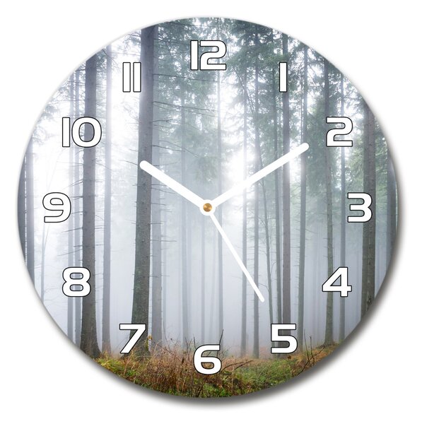 Ceas din sticlă rotund Ceață în pădure