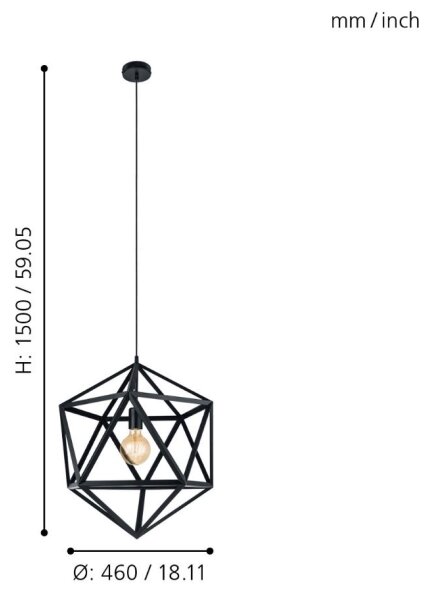 Eglo 49762 - Corp de iluminat pendul EMBLETON 1xE27/60W