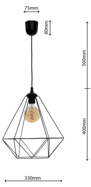 Lampă suspendată BASKET 1xE27/60W/230V negru