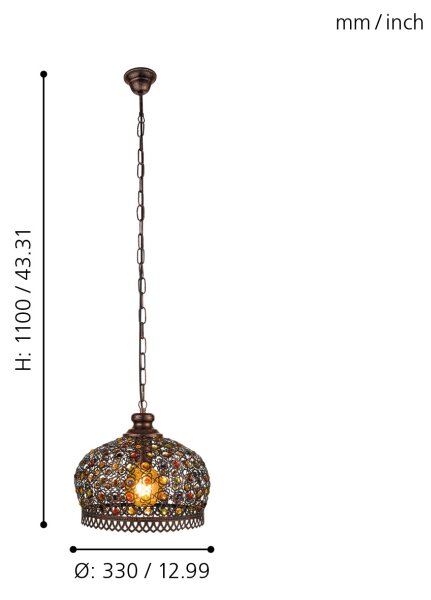 Eglo 49764 - Corp de iluminat pendul JADIDA 1xE27/60W
