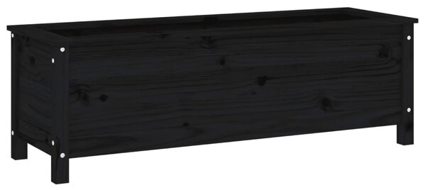 Strat înălțat de grădină, negru, 119,5x40x39 cm, lemn masiv pin