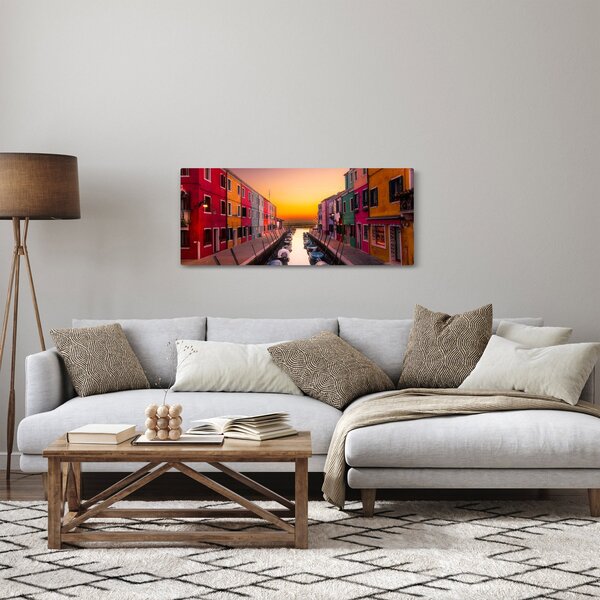 Tablou - Apus de soare, insula Burano, Veneția, Italia (120x50 cm)