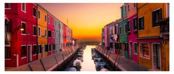 Tablou - Apus de soare, insula Burano, Veneția, Italia (120x50 cm)