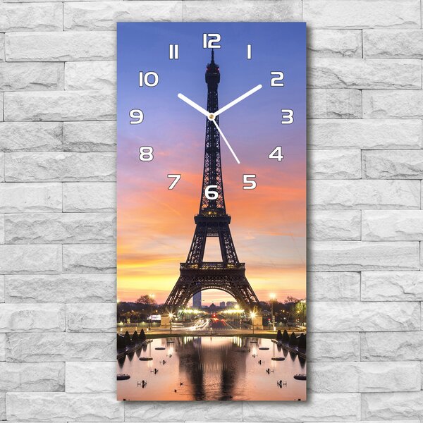 Ceas vertical de perete din sticlă Turnul Eiffel din Paris