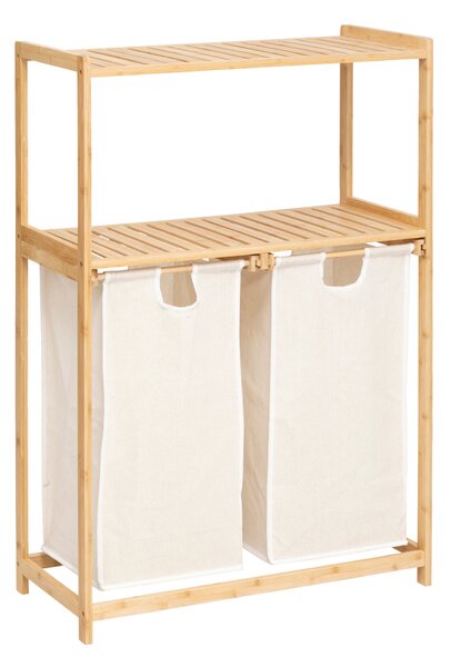 Raft din bambus cu coș pentru rufe TIDY BOX, 72 x 33 x 109 cm