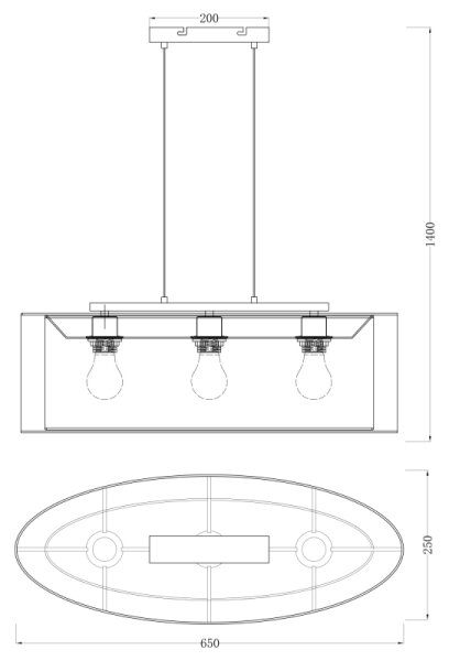 Globo 15190H2 - Lustră pe cablu THEO 3xE27/60W/230V