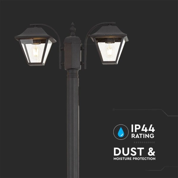 Lampă de exterior 2xE27/60W/230V IP44 232 cm neagră