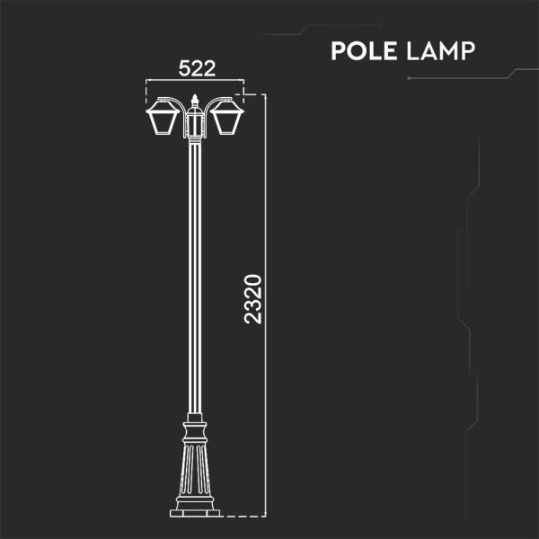 Lampă de exterior 2xE27/60W/230V IP44 232 cm neagră
