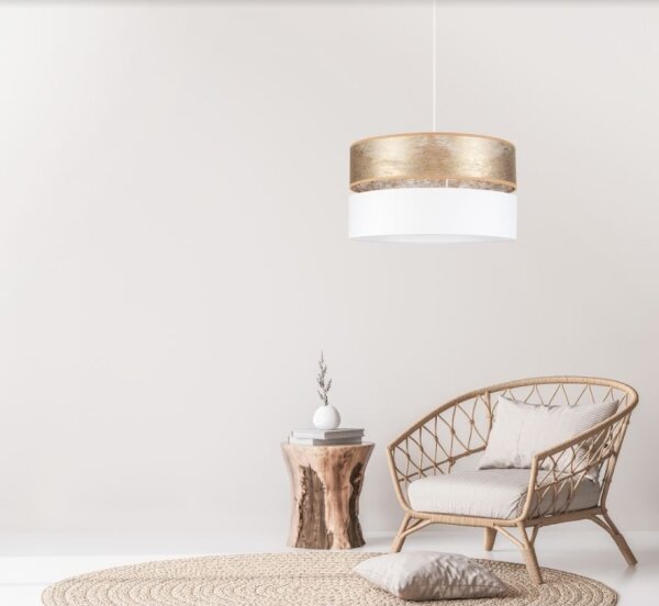 Lustră pe cablu LIMA 1xE27/60W/230V albă/aurie
