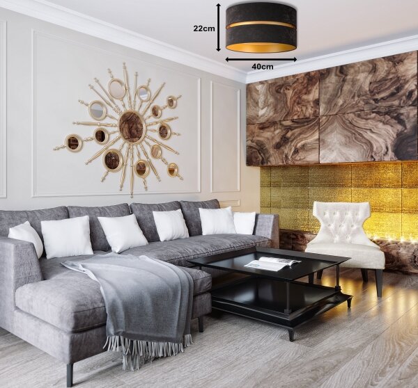 Plafonieră Duolla DUO 1xE27/40W/230V d. 40 cm negru/auriu