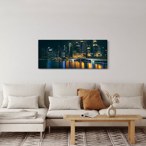 Tablou - Singapore noaptea (120x50 cm)