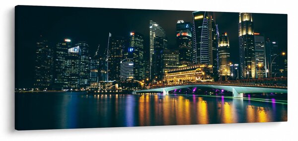 Tablou - Singapore noaptea (120x50 cm)