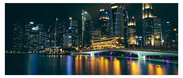 Tablou - Singapore noaptea (120x50 cm)