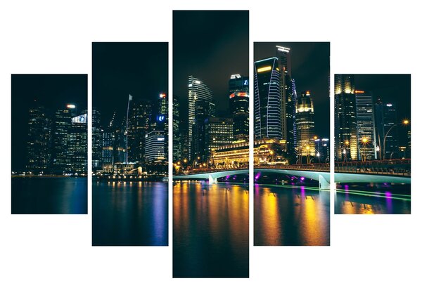Tablou - Singapore noaptea (150x105 cm)