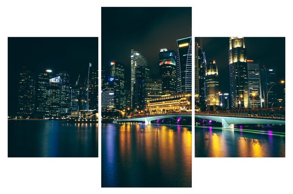 Tablou - Singapore noaptea (90x60 cm)