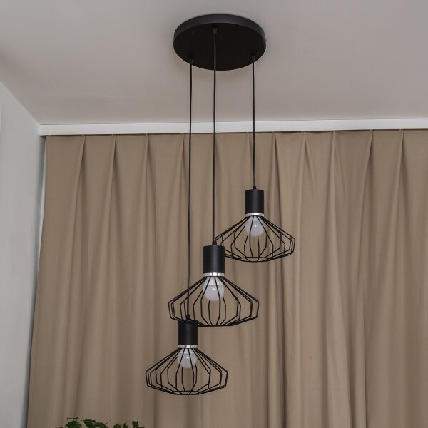 Lustră pe cablu SOLANO 3xE27/15W/230V negru/crom lucios