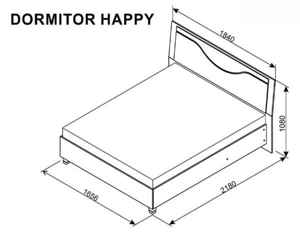 Pat Happy, Somiera rabatabila, Lada depozitare, 160x200 cm, Alb