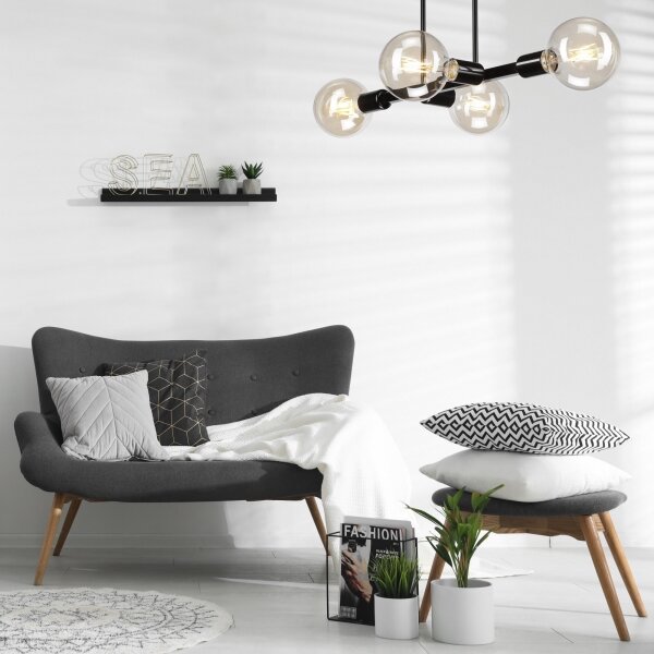 Lustră pe tijă ASTRID 4xE27/60W/230V neagră