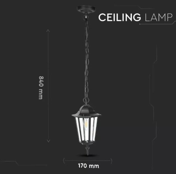 Lustră de exterior pe lanț 1xE27/40W/230V IP44 neagră