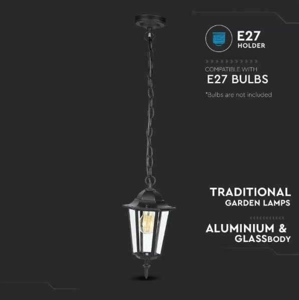 Lustră de exterior pe lanț 1xE27/40W/230V IP44 neagră