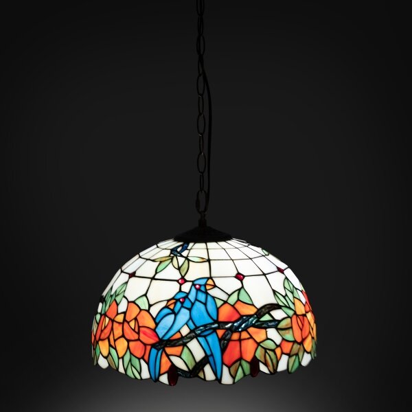 Brilagi - Lustru Tiffany din vitralii JUNGLE, cu lanț, 1x E27/60W/230V, diametru 40 cm