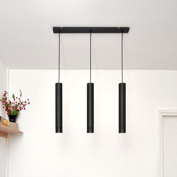 Lustră LED pe cablu TUBA 3xGU10/4,8W/230V neagră