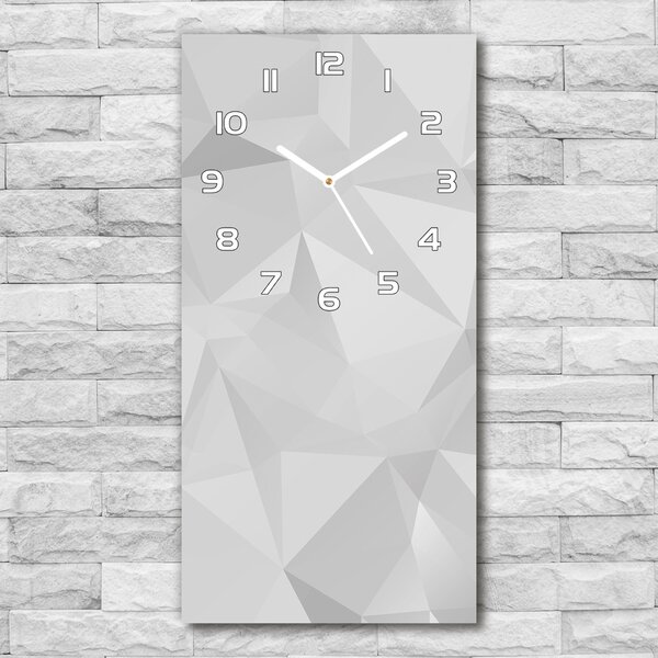 Ceas vertical de perete din sticlă triunghiuri abstractizare