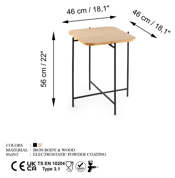 Măsuţă de cafea, Hanah Home, Culoare: Negru Natural