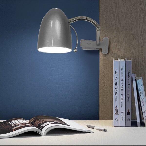 Aigostar - Lampă de masă cu clemă 1xE27/11W/230V argintiu/crom