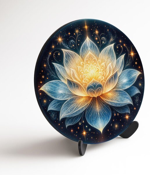 DUBLEZ | Tablou rotund din lemn - Lotus | Imprimare UV premium